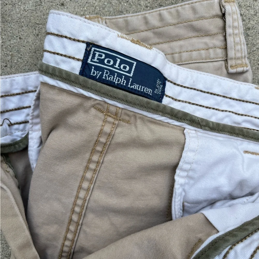 Men's‎ Vintage Polo Ralph Lauren Shorts Beige Cargo 38 Preppy Casual Beach TIKI